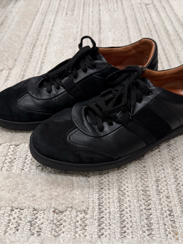 Salvatore Ferragamo Black Leather And Suede Low-Top Sneakers